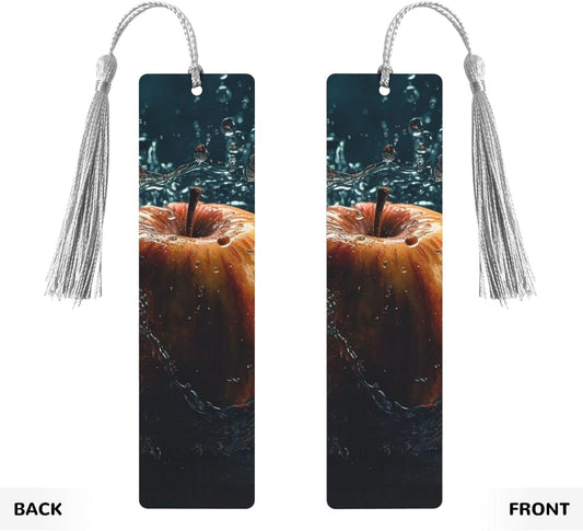 Fruits in Water Bookmarks Gifts for Women Men, Wooden Bookmarks for Book Lovers, Vintage Book Marks Ornaments with Tassel, Unique Personalized Reading Page Markers Gray
