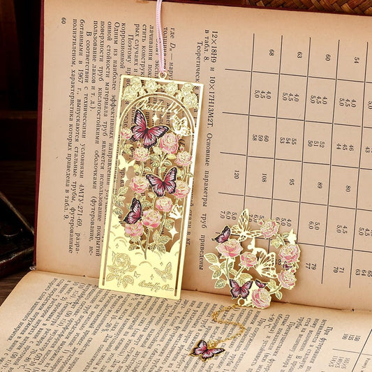 2pcs Bookmark Butterfly Flower Theme Pretty Book Marks Set with Bookmarks for Women, Cute Book Markers for Writers, Kids, Teens, Men Readers, Reading Accessories Gifts for Book Lovers
