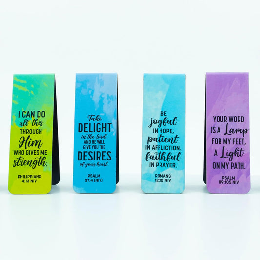 Decorably 8 Pack 0.8x2.3in Bible Verse Christian Magnetic Bookmarks for Women or Men, 8 Watercolor Motivational Designs Prayer Page Clips for Women & Men - Study, Devotional, Journaling, Reading, Gift