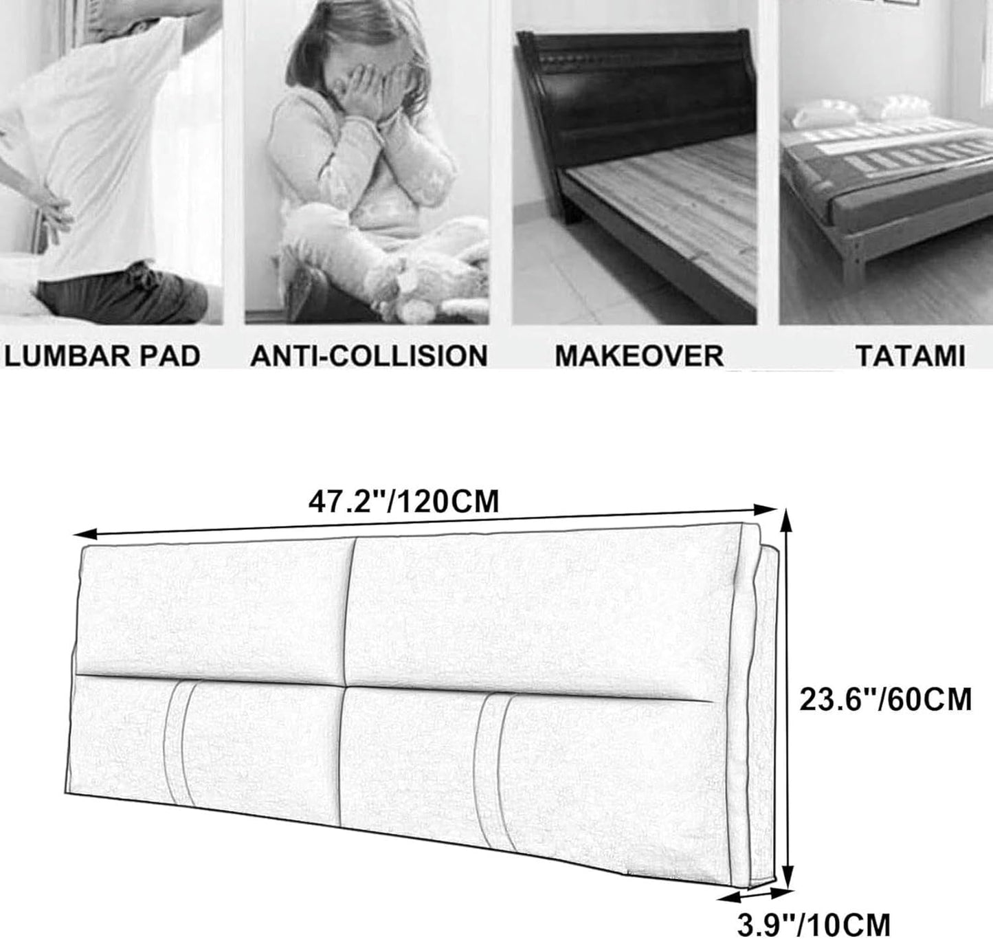 King Size Headboard Pillow Fleece Wedge Bed Rest Reading Pillow Backrest Lumbar Support Pad Breathable Wall Pillow Bolster Cushion with Removable Cover