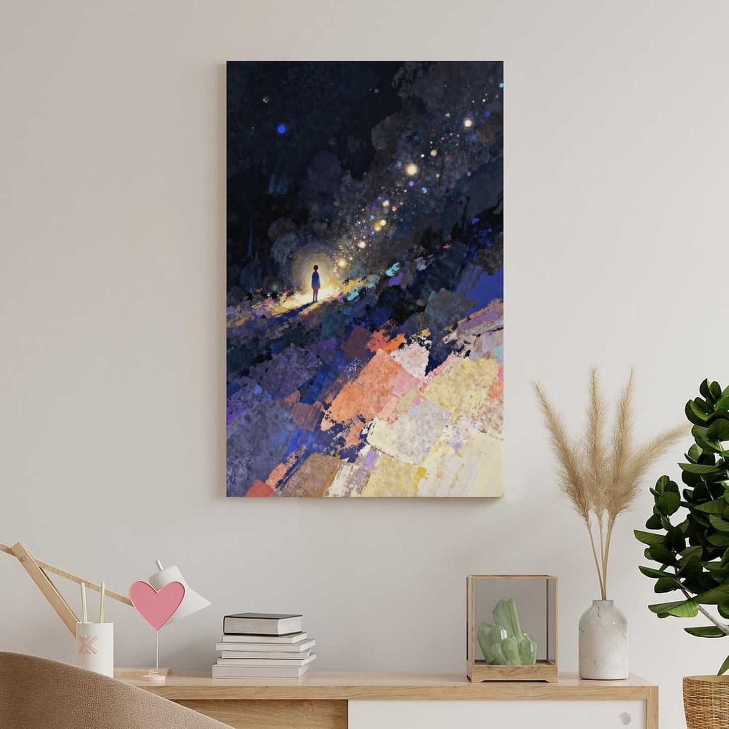 The World of Loneliness - 4 Oil Painting Print, Loneliness Wall Art, Moody Aesthetic Painting, Suitable for Reading Nook, Living Room, Bedroom Frame-style 20x30inch(50x75cm)