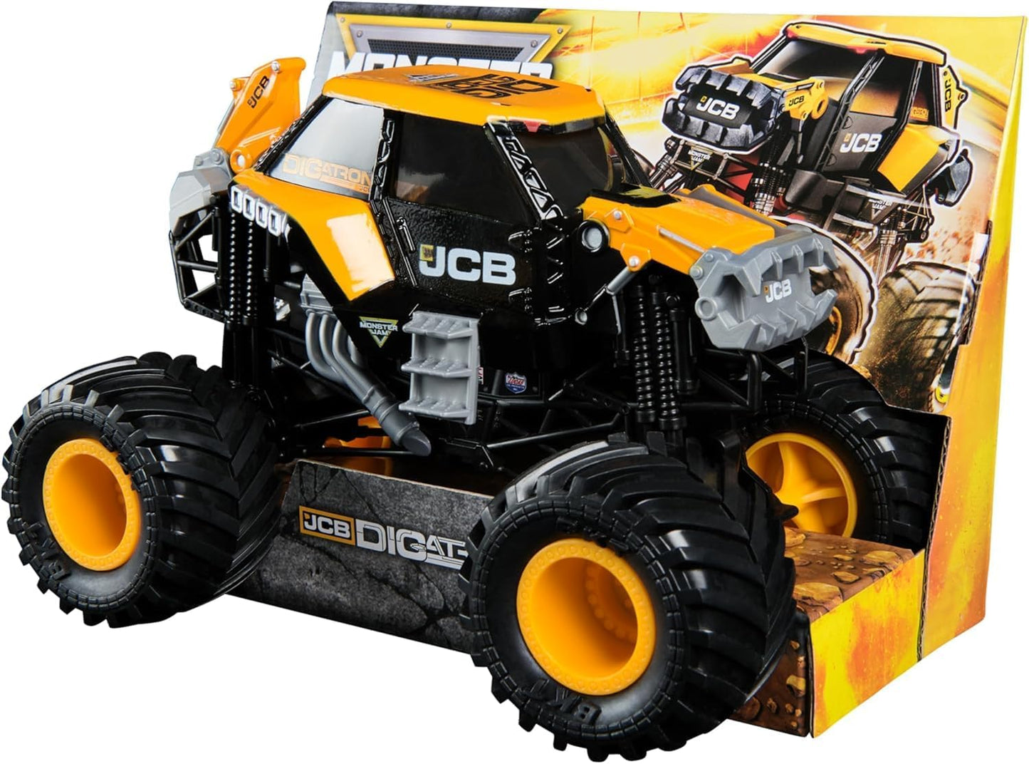 Monster Jam, Official JCB DIGatron Monster Truck, Collector Die-Cast Vehicle, 1:24 Scale, Kids’ Toys for Boys and Girls Aged 3 and up