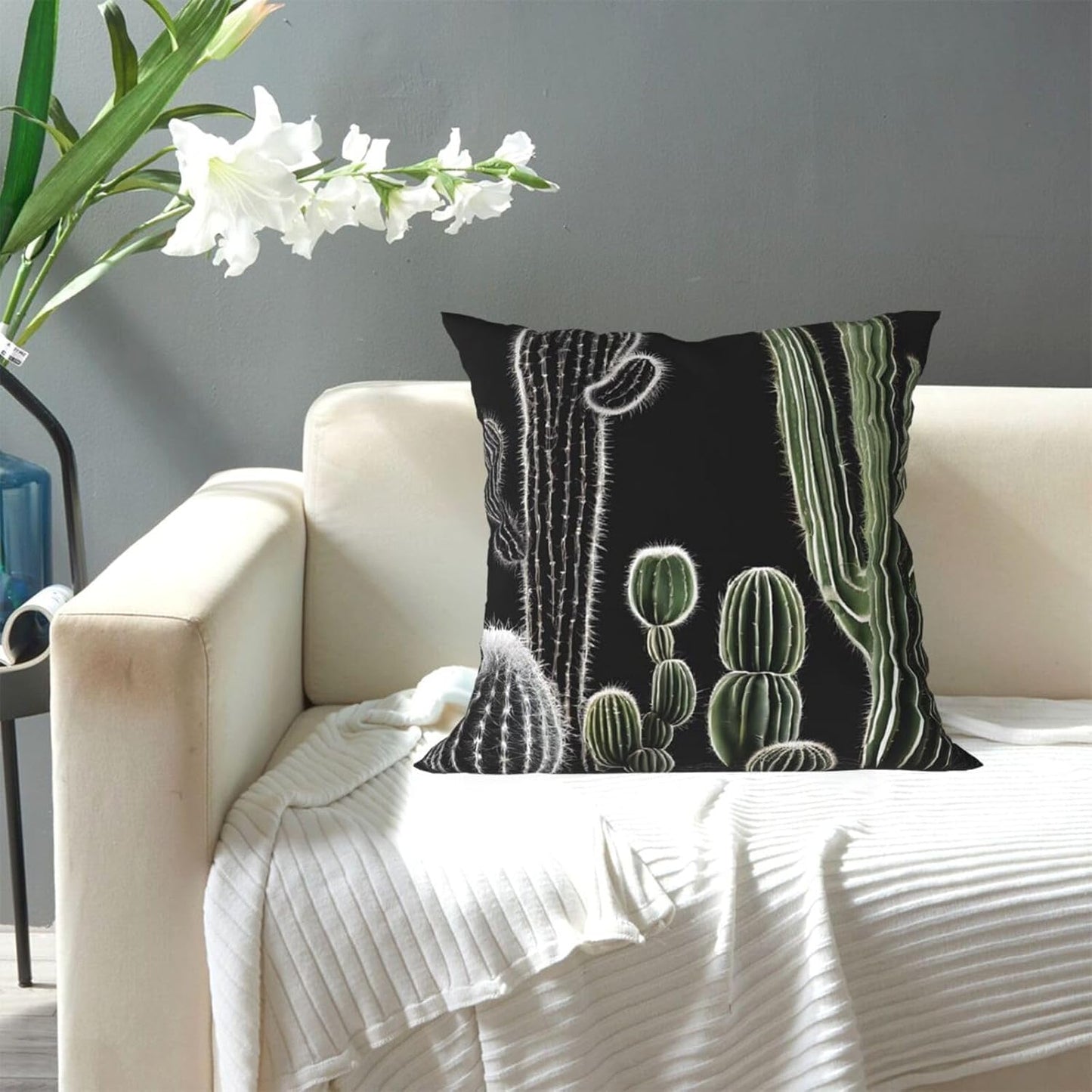All-Season Square Pillow Covers 18"X18", Succulent Plant, Decorative Throw Pillow Covers for Sofa Bed Couch, Hidden Zipper Cushion Cover, Square Lumbar & Accent Pillowcases for Home Decor
