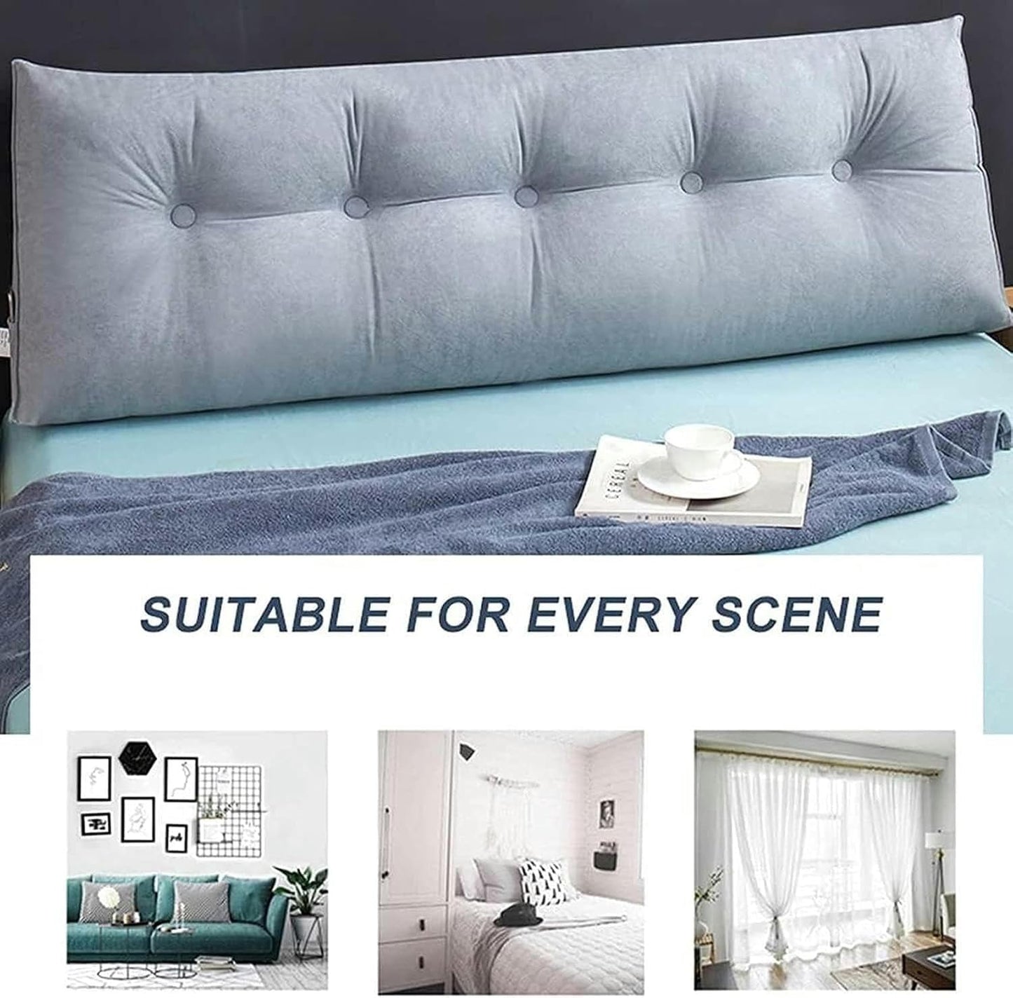 Bedside Reading Cushion, for Headboard Day Bed Bunk Bed with Removable Cover Wedge Pillow Triangular Positioning Support Bed Rest Pillows(Dark Gray,80 * 50cm)