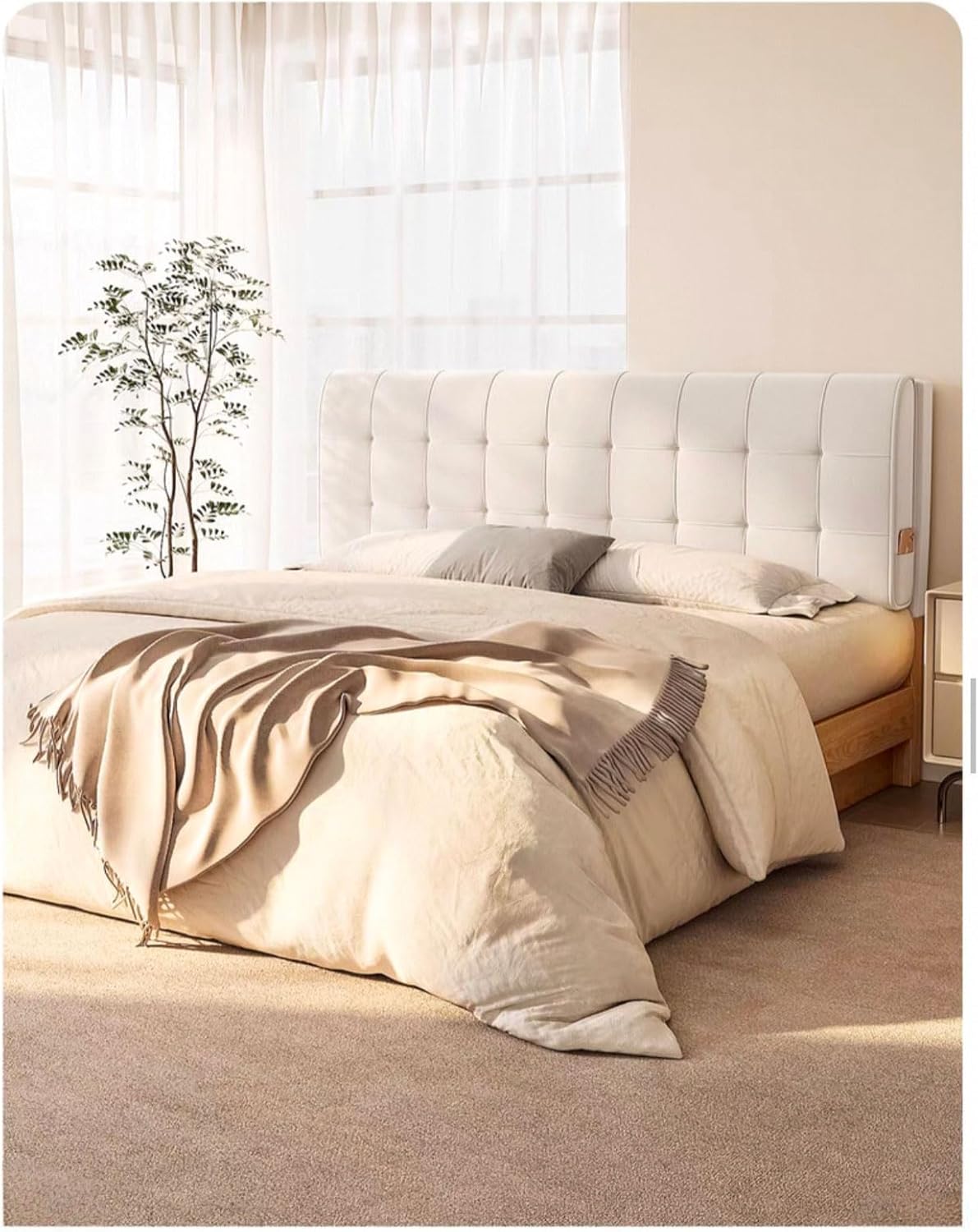 Headboard Pillow Bed Headboard Upholstered Oversized 10Cm Thickness Bedside Lumbar Support Cushion Headboard Backrest with Removable Cover(Size:No headboard 59"/150cm,Color:Brown1)