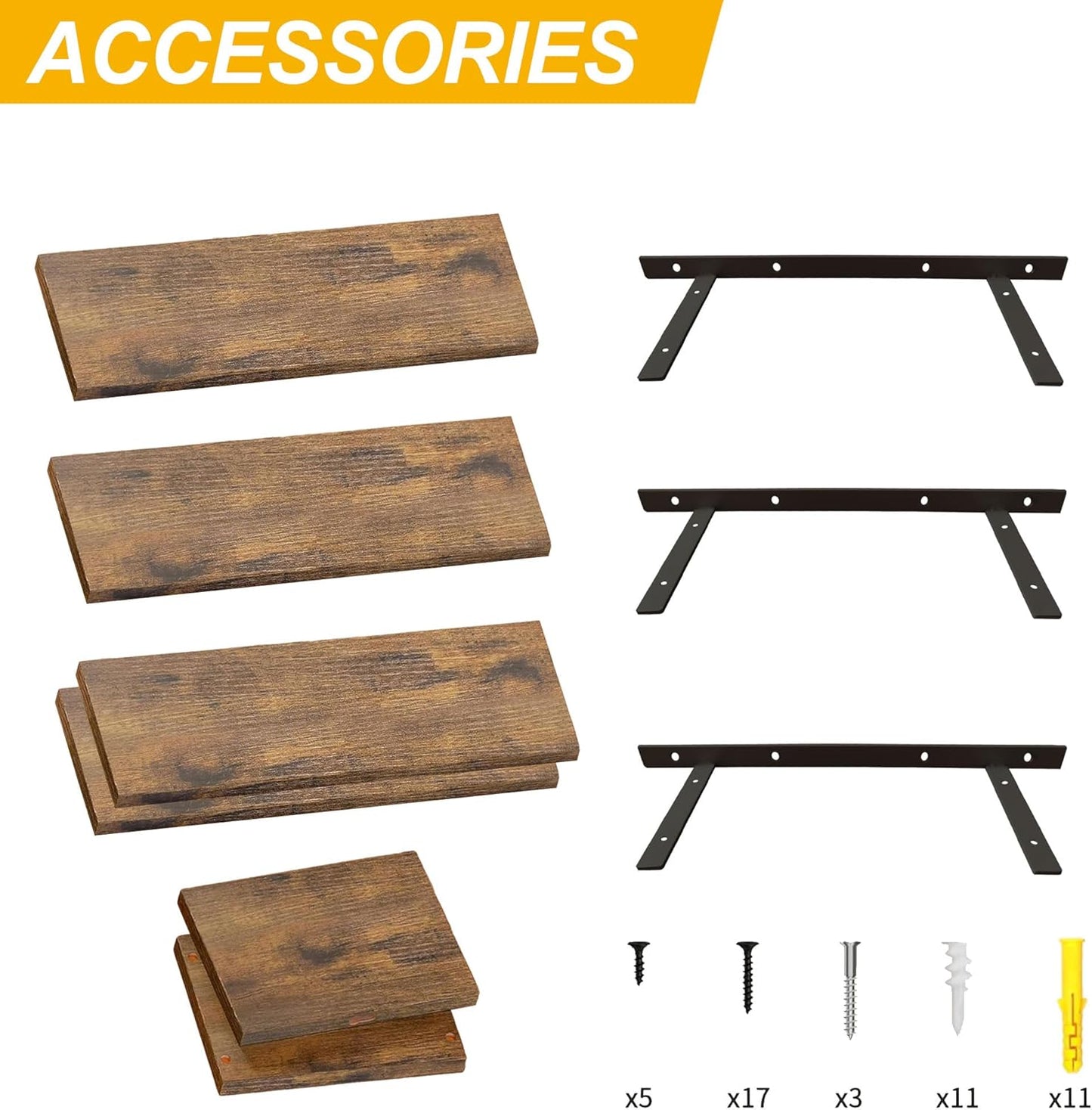 Wall Mounted Floating Shelf, c Long for Bedroom Living Room Kitchen Staircase Bathroom Above Toilet Wall Decoration Book Storage Room Recoration (3piece Set) Brown