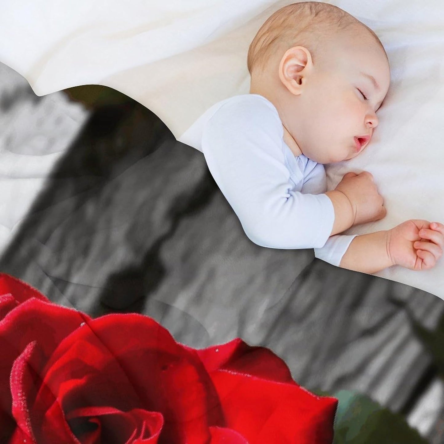 Blooming Red Rose Throw Blanket for Couch Super Soft Warm Lightweight Throw Blankets Cozy Flannel Bed Blanket Cute Decorative Blankets for All Seasons Home Decor Gift 50"*60"(130 * 150cm)