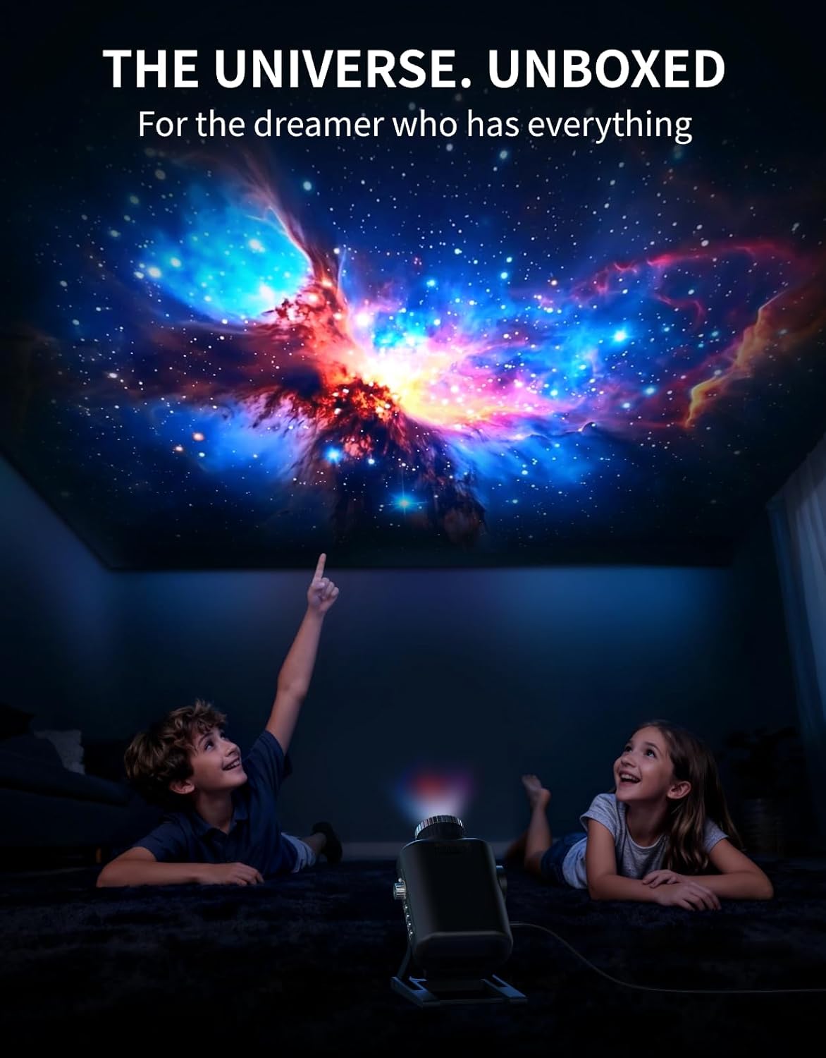 Galaxy Projector, 60 Themes Full-Room Immersive 3D Star Projector, Space Galaxy Projector, Large Area Home Planetarium Night Light Projector with HD Soft Light for Stress Relief Gifts