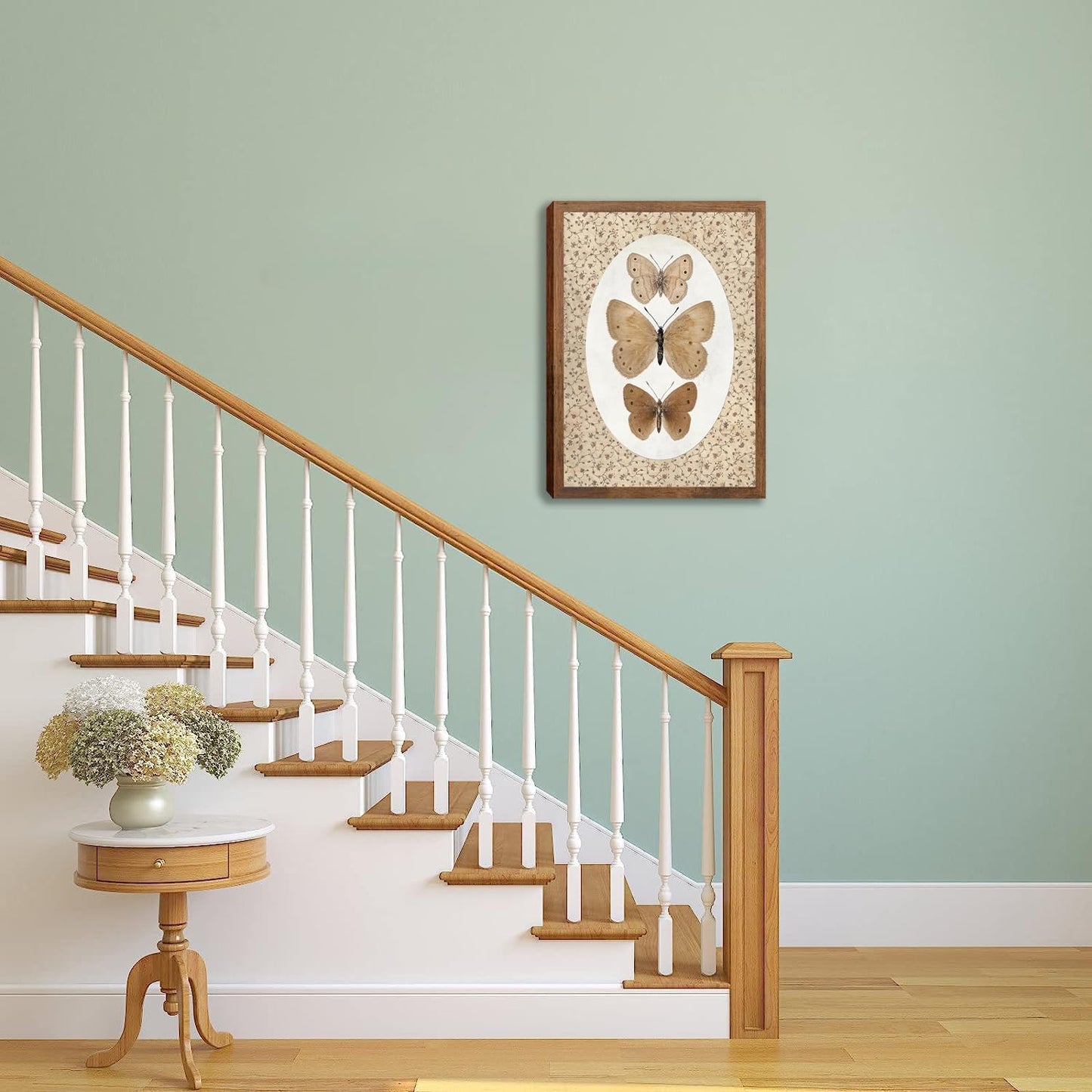 Butterfly Wall Art Prints Nature Vintage Preppy Moth Canvas Gifts Posters Wall Decor Dark Moody Insect Artwork Small Cottagecore for Bedroom Bathroom Kitchen Office Hoom Decor 8x10inch Wood Framed