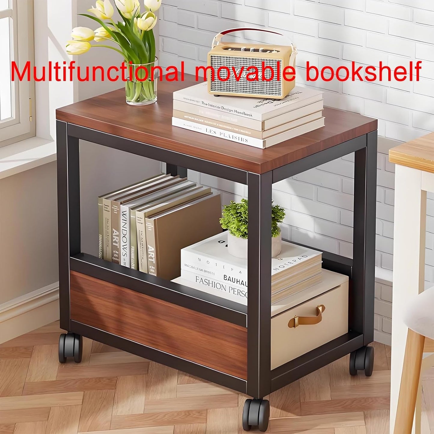 Bookshelf,rotating bookshelf,bookshelves,spinning bookshelf,rotating book shelf,metal bookshelf,unique bookshelf,Suitable for living room, bedroom, study, living room corner, balcony(Brown,40x30x60cm/