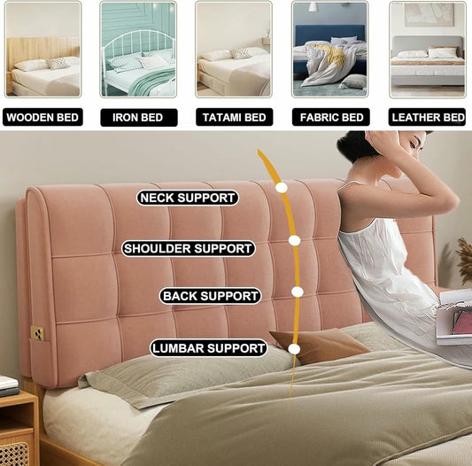 Green,Straps/59x23x2In,Bed Pillowboard Wall Support Headboard Pillow,Large Backrest Wedge Adult Lumbar Cushion,Rectangle Pillow Removable Sofa Bed Bunk Bed Headboard