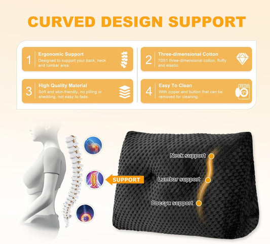 Large Triangular Headboard Wedge Pillow Soft and Supportive Headboard Backrest Positioning Support Bolster Cushion, Bed Wedge Pillow with Removable Cover(Black,Twin,39x8x20inch)