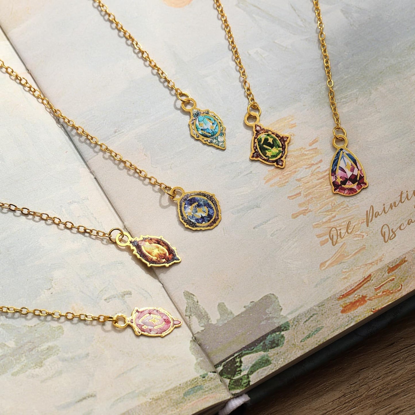 12 Pieces Metal Butterfly Bookmarks with Chain, Golden Hollow Bookmark Monet Oil Painting Theme Book Mark Bookmarks for Book Lovers Women Writers Readers Children Teens