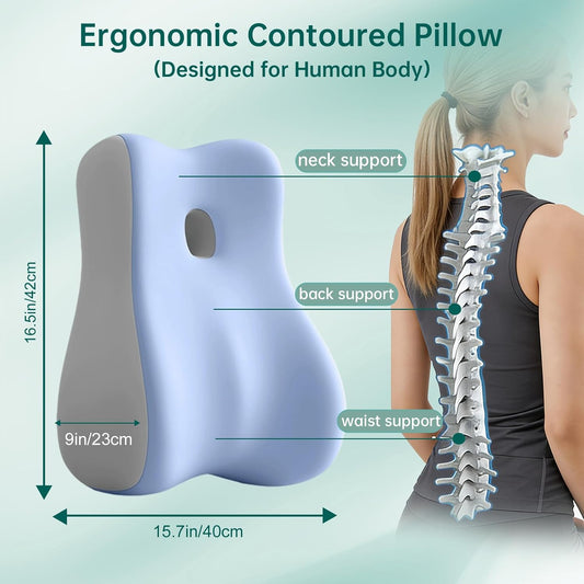 Memory Foam Wedge Pillow Intimacy Couples Pillow, Pregnant Ergonomic Contoured Position Pillow for Sleeping & Reading, Multi-Functional Bed Pillow Back Support Cushion Blue