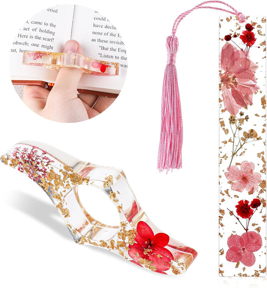 2PCS Book Page Holder Thumb, Book Accessories Book Marks for Reading Women Page Holder for Thumb Dried Flower Bookmarks for Reading Lovers, Gift for Bookworm, Readers, Literary, Students, Teachers
