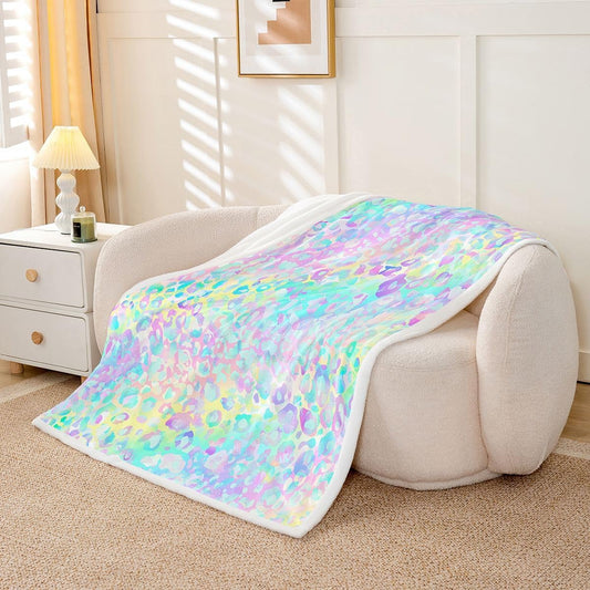 Girls Colorful Leopard Sherpa Blanket Safari Cheetah Print Fleece Throw Blanket Modern Leopard Design Plush Blanket for Boys Girls Kids Room Decor Lightweight for Sofa Bed Couch,Throw 50x60 Inches