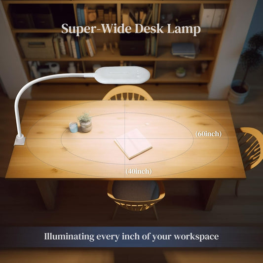 LED Reading Lamp, Eye Care Table Light Bright Enough for 700 Lumen, 10W Dimmable & 3 Color Modes, 360° Swivel Lamp Head Touch Desk Lamp for Home Office/Reading/Work (White)