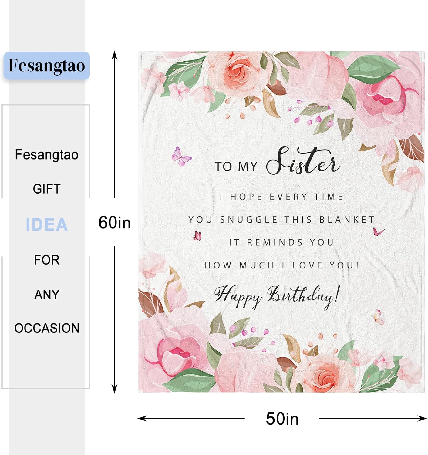 Sister Birthday Gifts Ideas - Birthday Gifts for Sister from Sisters/Brothers - Best Gifts for Sisters Birthday Throw Blanket 60" X 50"