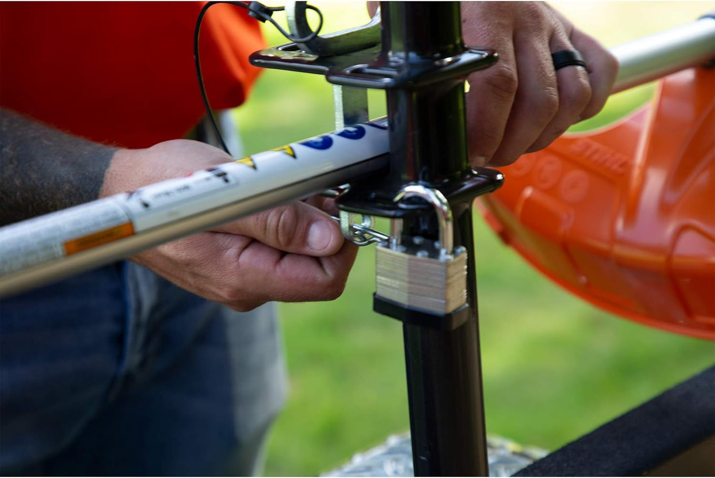 Buyers Products LT13 3 Position Trimmer Rack for Landscape Trailers, Holds 3 Weed Eaters, Made in The USA, Trimmer Rack for Lawn Care Equipment, Landscape Tools