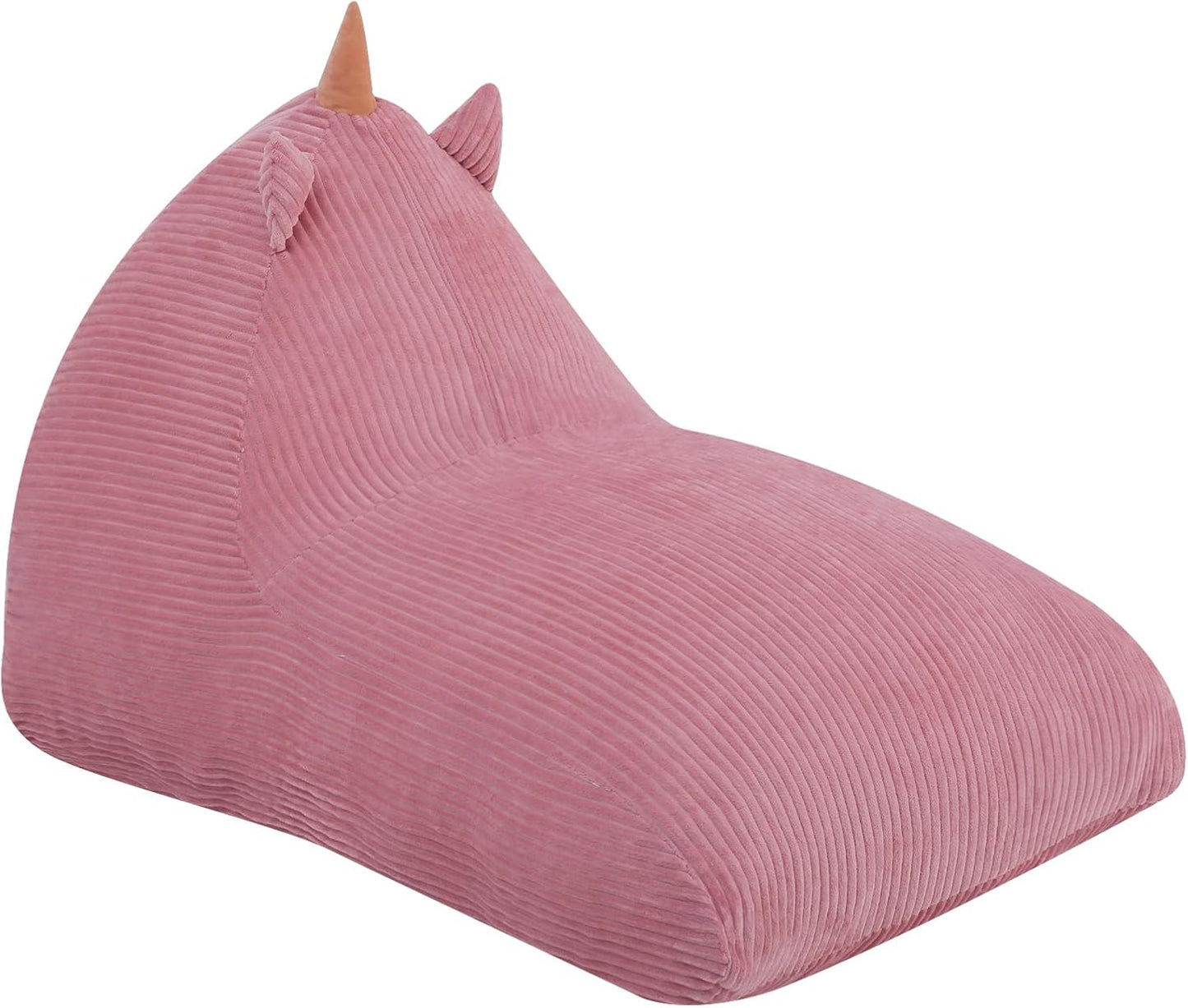 COMAX Bean Bag Chairs for Kids, Unicorn Kid Beanbag Chair with Filler, Toddler Lounge Bean Chair Corduroy, Lazy Floor Lounger for Girls and Boys Stuffed, Pink