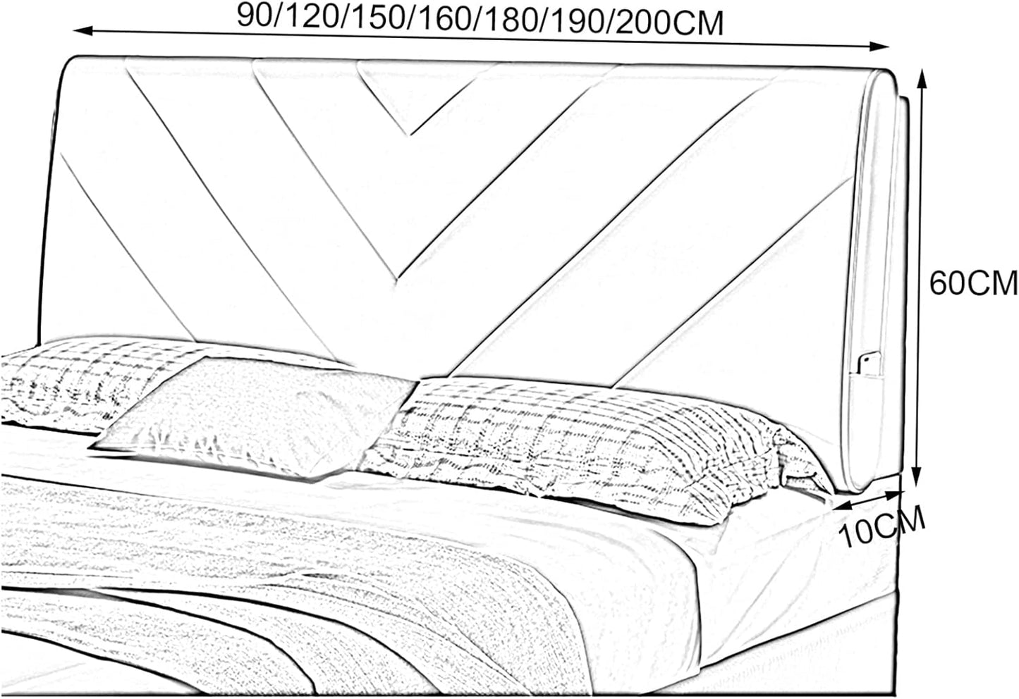 Headboard Bed Backrest Cushion PU Reading Pillow Skin-Friendly Lumbar Support Upholstered Used for Single Double Bed Customizable (Color : Champagne Size : 150X60X10CM) (Champagne 160X60X10CM)