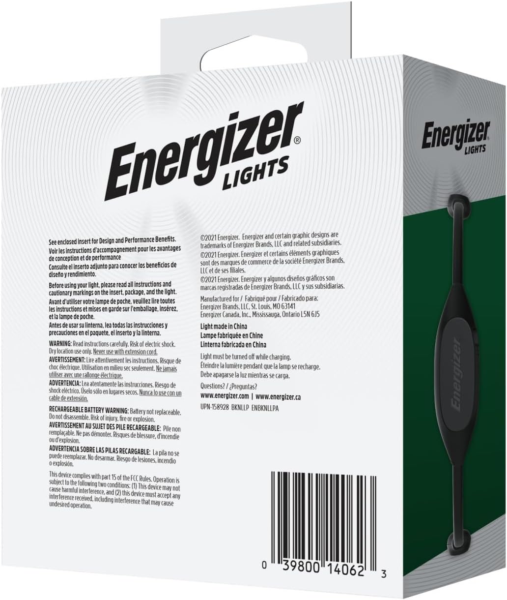 Energizer Rechargeable Neck Light, Portable LED Light for Reading and Hands-Free Uses, Neck Light with Adjustable Brightness, 100 Lumens, 5-Hour Runtime, Pack of 1