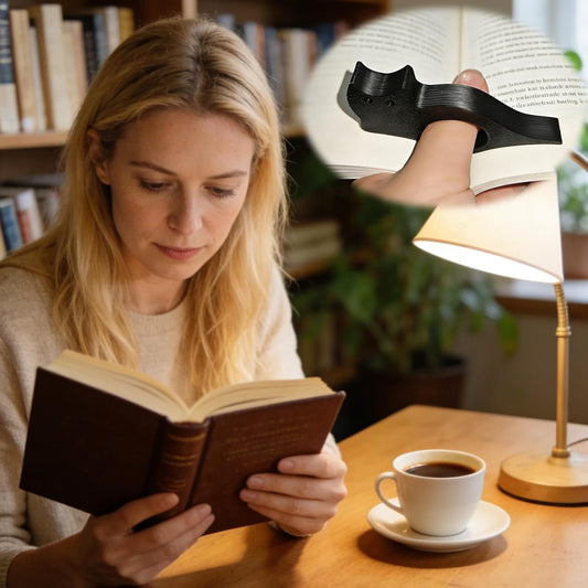 Cat Bookmark Set, Metal Cute Book Page Holder with Thumb Design & Index Tabs, Hands-Free Reading Accessories, Perfect Gift for Book Lovers