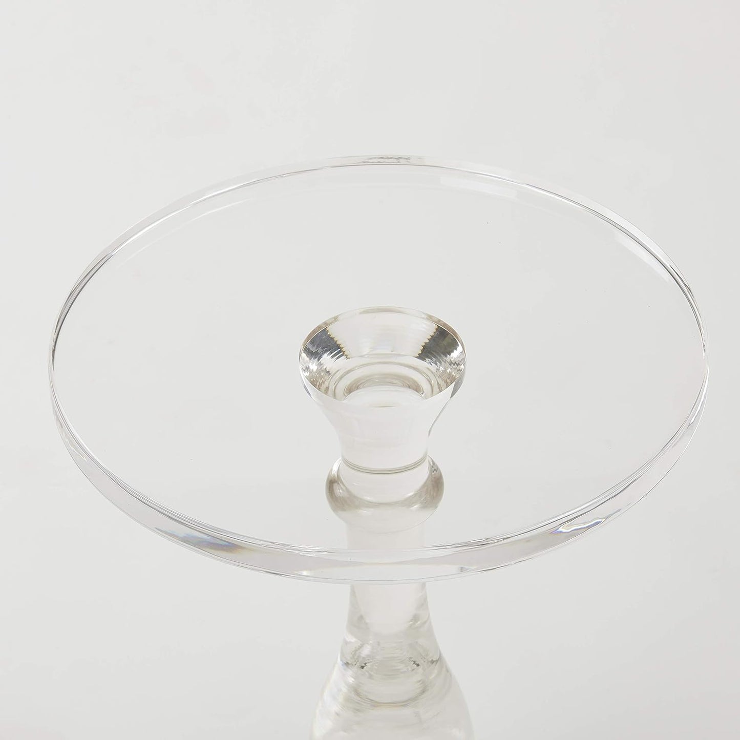 LIKENOW Acrylic End Table,Acrylic Side Table,Modern Nightstand with Clear Small Round Top and Solid Post for Living Room,Bedroom and Lobby 15.7x15.7x19.5 High inches