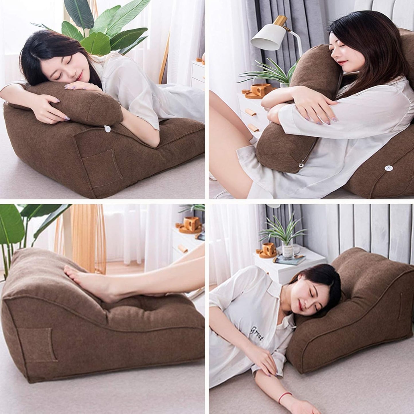 Reading Pillow Plump Polyester Fabric Lumbar Support Cushions Extra Large Reading for Bedroom Living Room 3 Colour 12Size (Colour: Green Size: 70 x 25 x 50 cm) (Green 50 x 25 x 50 cm)