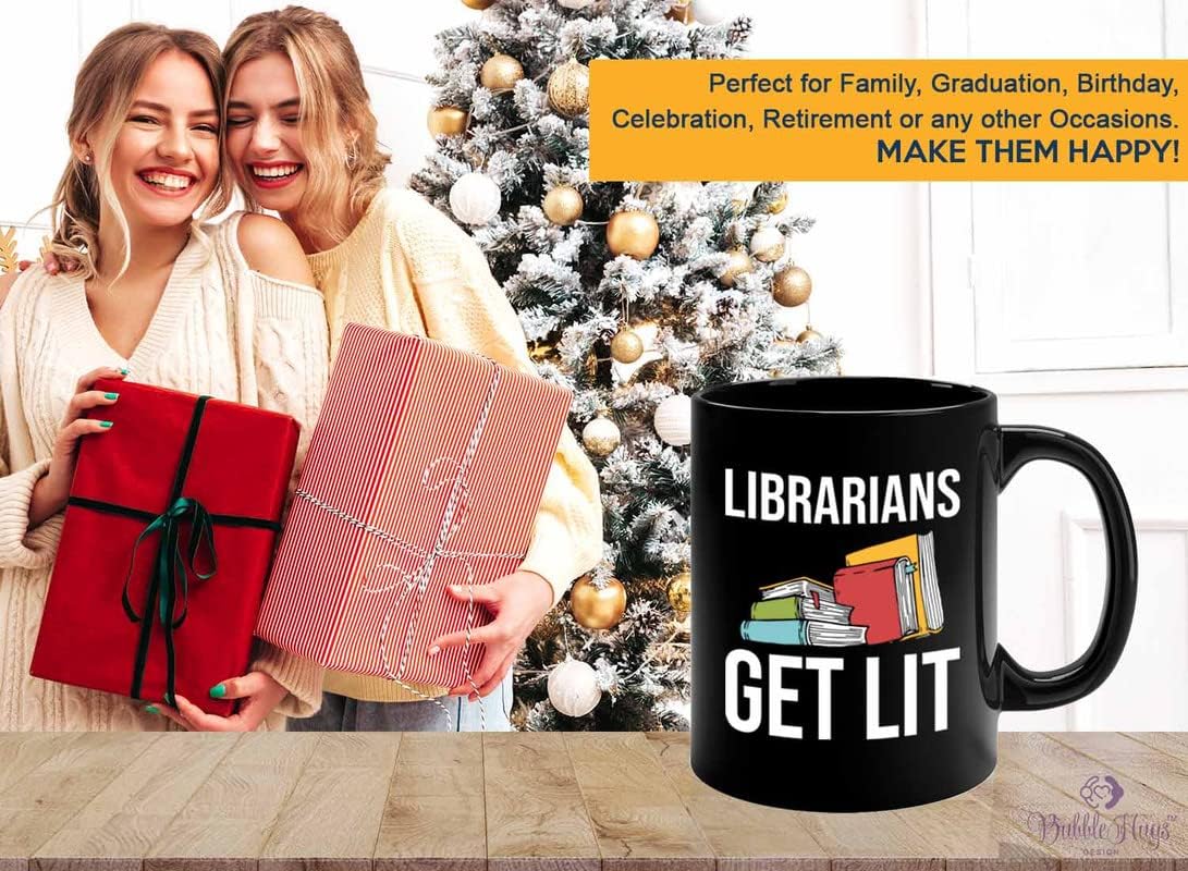 Book Lover Coffee Mug 11oz Black - Librarians get lit - Gifts for Book Club Readers Book Nerd Librarians Book Worm Bookish
