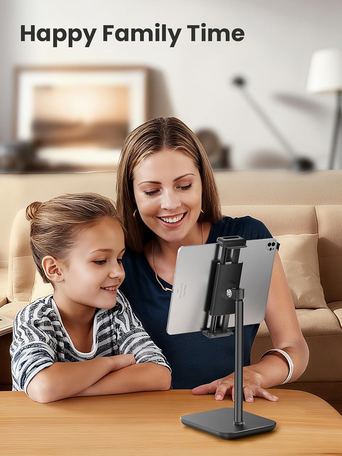 tounee Tablet Holder Stand, Portable Monitor Stand- 4.4lb (2kg) Holding Strength, Height Adjustable Up to 18.11" Compatible withs iPad, Kindle, Portable Monitor, All 4.7"-16" Devices - Black