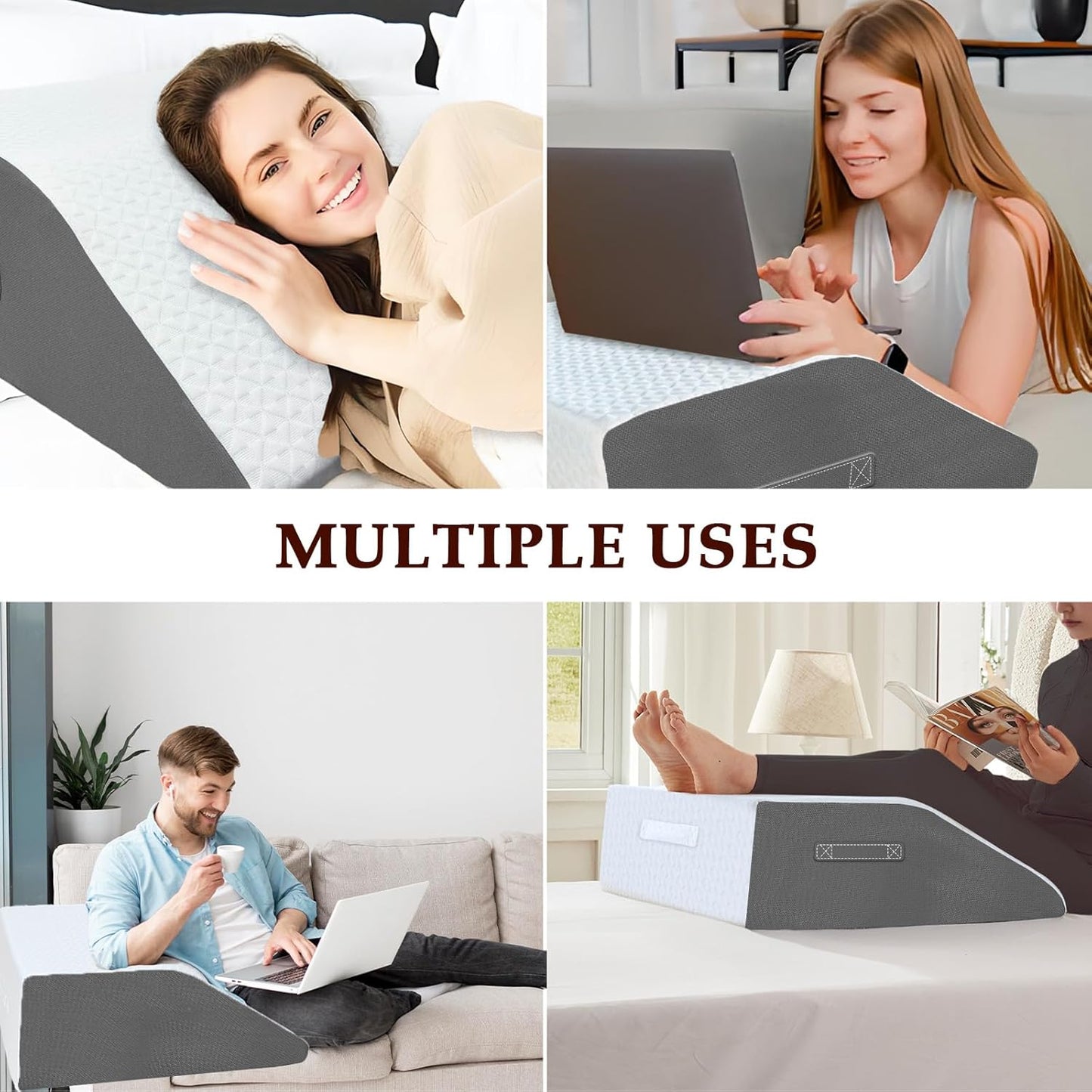10" Leg Elevation Pillows Memory Foam Leg Support Bed Wedge Pillow Leg Elevated for Sleeping, Leg Pillows Good for Back& Knee& Hip& Ankles