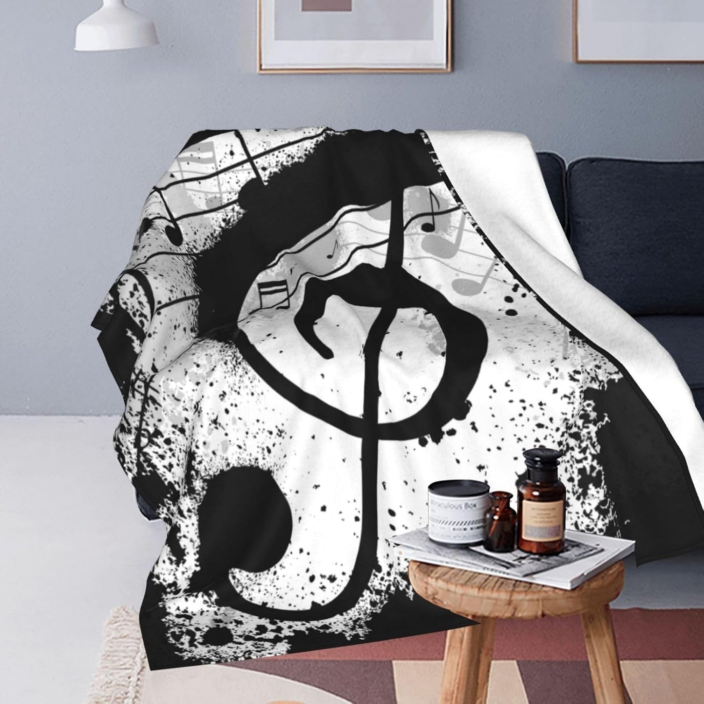 Musical Note Blanket Throw Blanket Flannel Lightweight Soft Plush Fuzzy Blankets for Bed Sofa Couch Livingroom Chair Car Travel Pet 50"x40"