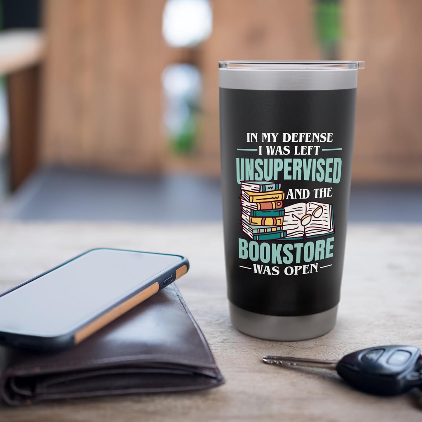 In My Defense I Was Left Unsupervised Book Lover Booksotre Stainless Steel Insulated Tumbler