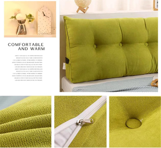 Large Reading Pillow Bolster Triangular Headboard Backrest Positioning Back Support Wedge Pillow for Bed and Sofa with Removable Cover(Size:100x20x50cm(39x7.8x20),Color:Green)