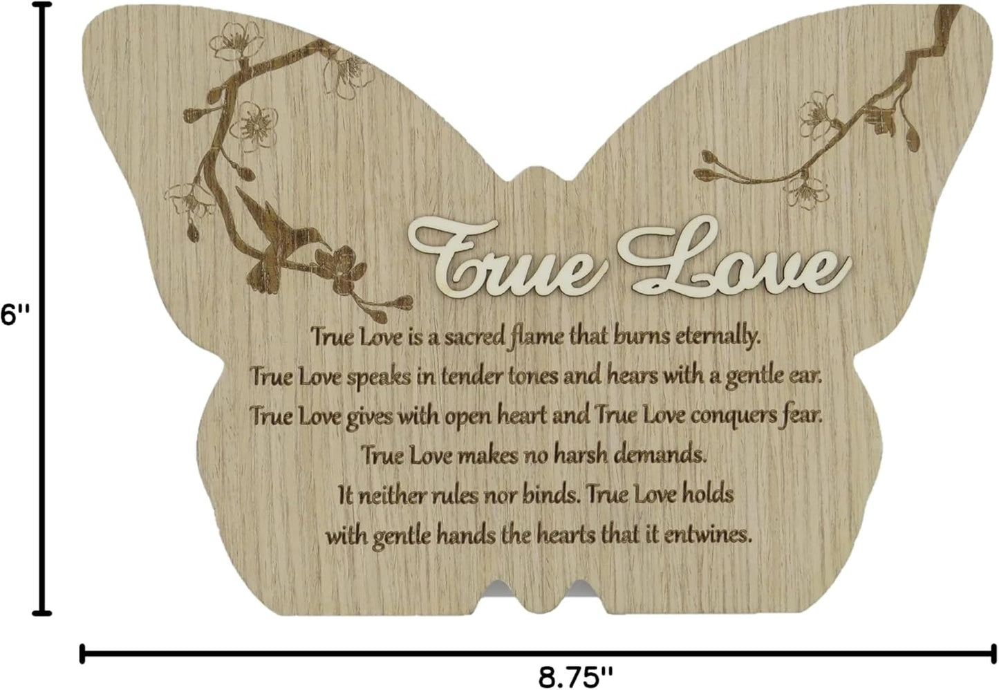 UNIDECO Wooden Butterfly Wall Décor, 8.75 Inch True Love Gift from Mom, Butterflies Shaped Hanging Decoration, Wood For Home Room Shelve, Family Friends Live Life, Laugh Quote