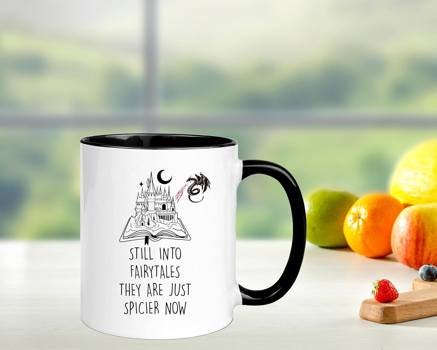 Funny Fairytale Reader Mug, Still into Fairytales They Are Just Spicier Now, Funny Reading, Book Lover, Spicy Reader, Castle and Dragon, 11oz Ceramic Coffee Mug/Tea Cup