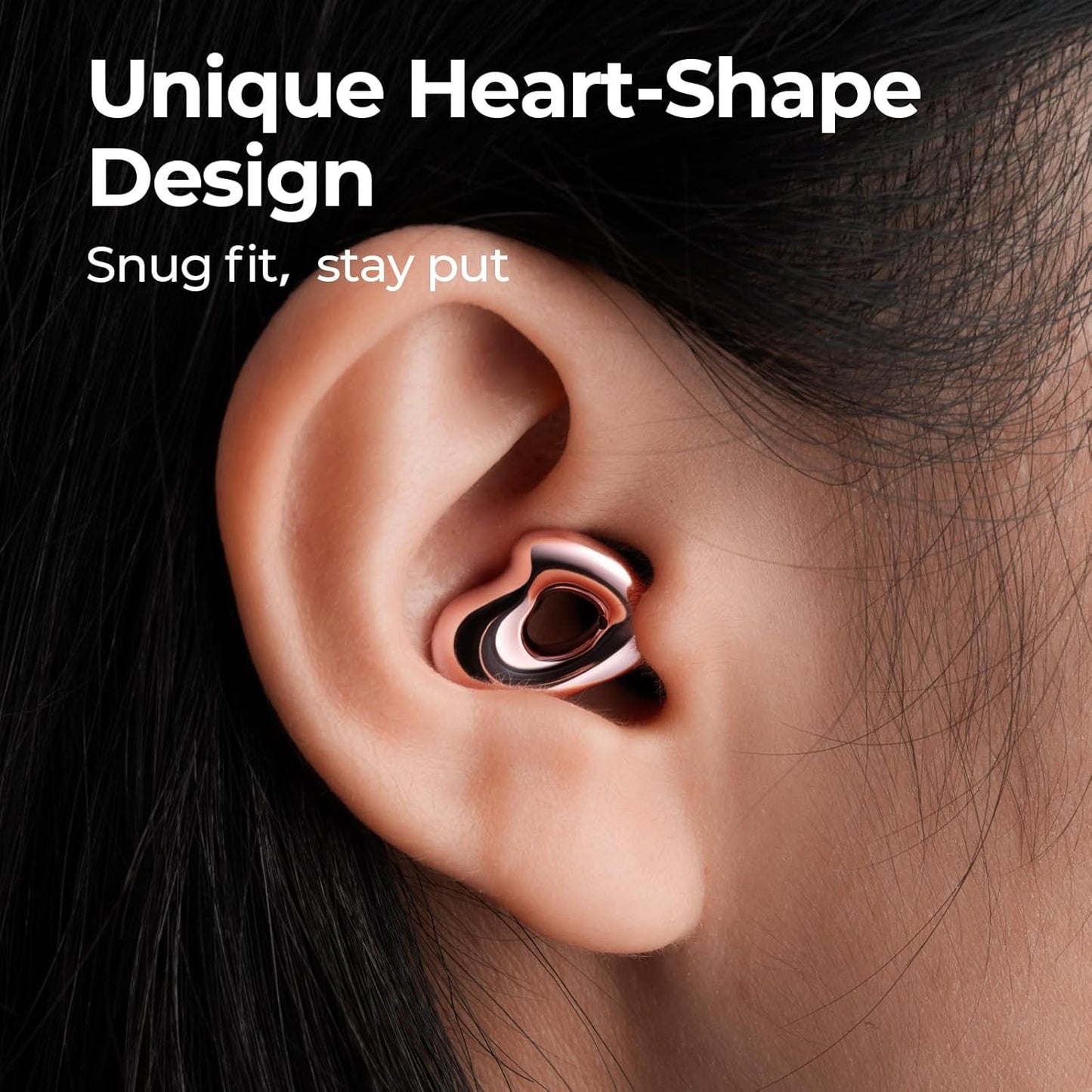 Concert Ear Plugs for Musicians & Music Lovers, Reusable High Fidelity Earplugs with 18dB Noise Reduction, 7 Tip Sizes for Live Music, Festivals, Nightclubs, DJ Events & Raves -(Rose Gold)