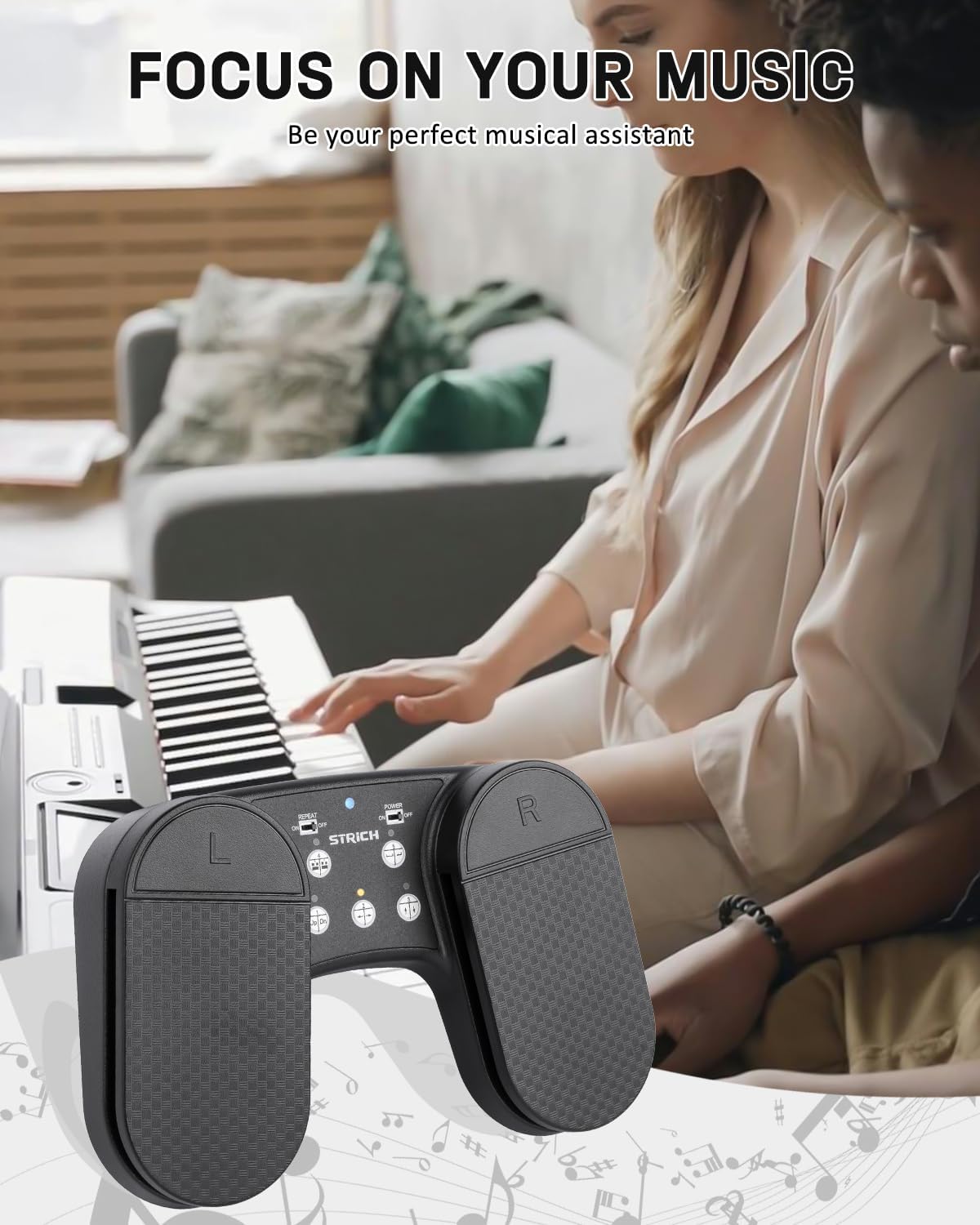 Wireless Page Turner Pedal for iPad, STRICH Rechargeable Music Page Turner Pedal, USB Silent Foot Pedal for Tablets Smartphones iPad Pro Multimedia Platforms PC, SPT-10
