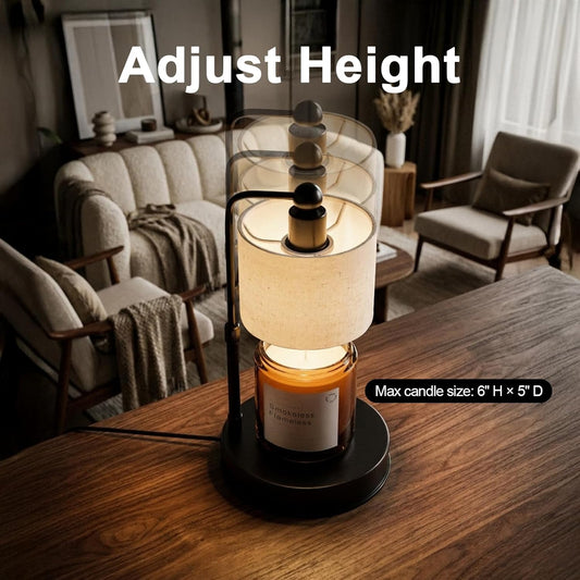 Candle Warmer Lamp with Timer, Modern Farmhouse Candle Warmer, Height Adjustable & Dimmable Electric Candle Warmer Lamp, Includes 2 Bulbs, Birthday Gift for Women, Mom, Housewarming