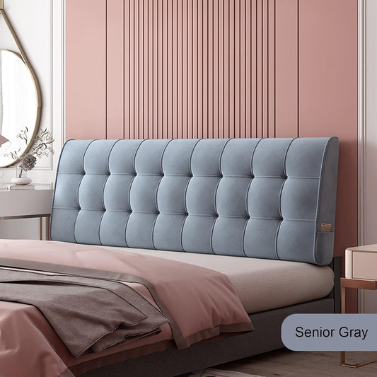 Headboard Bedside Cushion Dutch Velvet Reading Pillows Double Lumbar Back Support Pillow for Home Hotel 2 Colors (Color : Senior Gray-A Size : 200CMX60CMX6CM) (Senior Gray a)