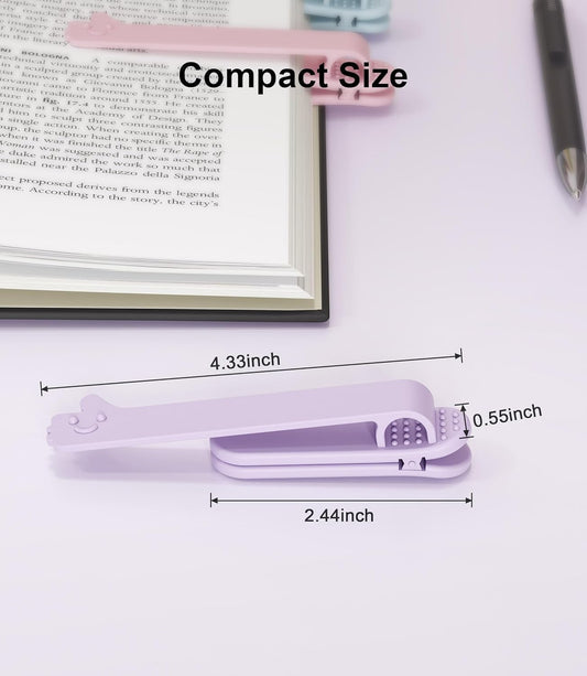 Nearockle 4Pcs Automatic Bookmark, Upgraded Silicone Book Marks with Pen Holder Slot for Women, Men, Kids, Book Lovers, Reading Accessories Bookish Gifts for Teacher, Student