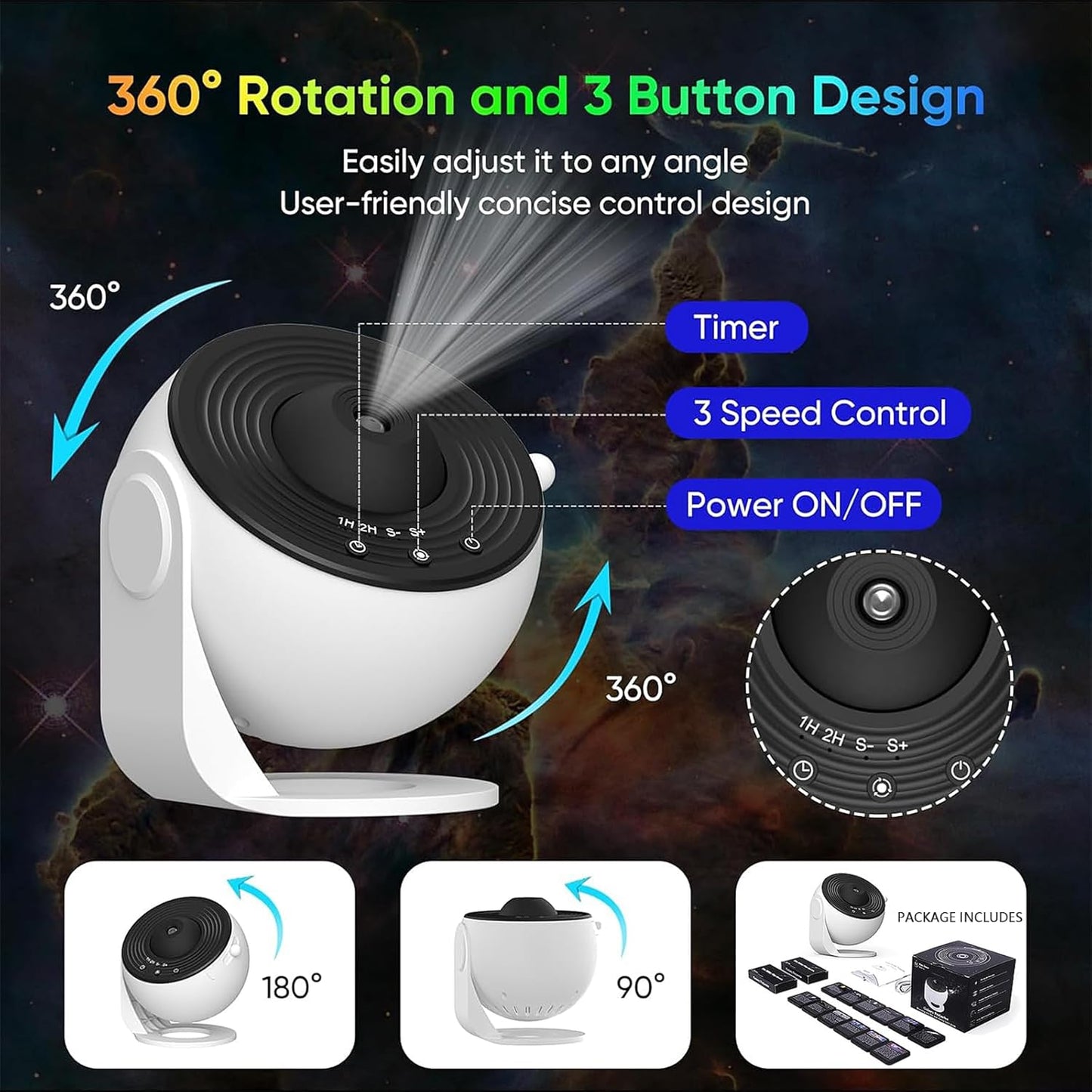 Galaxy Projector Pro, 13-in-1 Planetarium Projector - Northern Lights, Moon & Solar System, 360° Rotating with Auto-Off Timer & Speed Control, Ceiling Night Light for Astronomy Lovers, Bedroom Decor