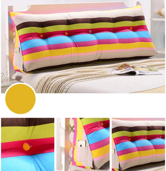 LQ Headboard Bedside Cushion Back Reading Backrest Cushion Sofa Soft Double Bed Waist Pad Pillow (Size : 135cm-4 Buckle) ()