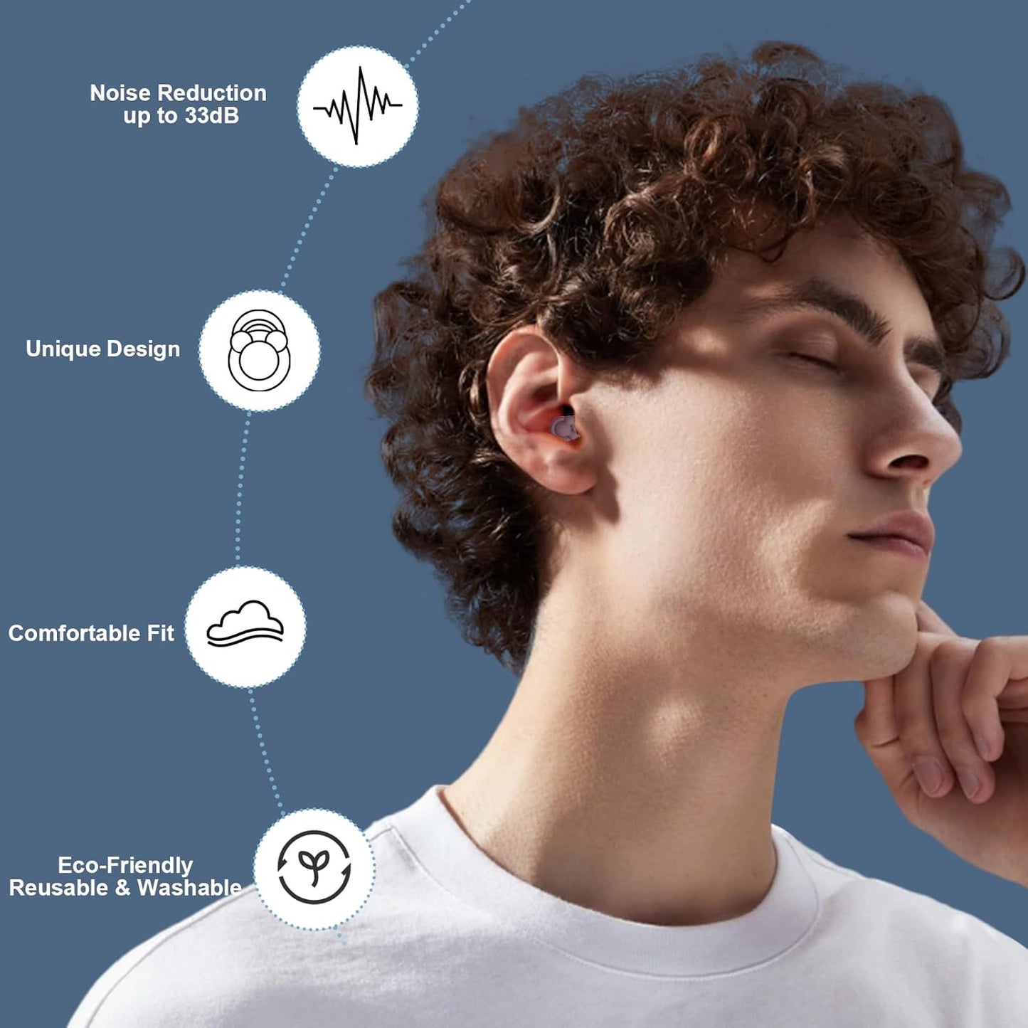 Ear Plugs for Sleeping Noise Reduction, 33dB Noise Cancelling, Hearing Protection Ear Plugs for Sleep, snoring, Study, Super Soft with 8 Ear Tips in XS/S/M/L (PURPULE, One Size)