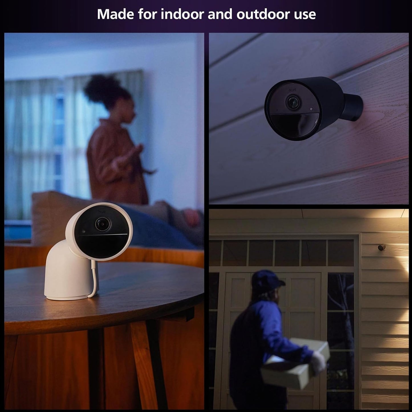 PHILIPS Hue Secure Wired Smart Home Security Camera, Black, 1 Pack, 1080P HD, Night Vision Camera, Motion Detection Home Security System, Two-Way Talk, Indoor/Outdoor, Weatherproof, Works with Hue App