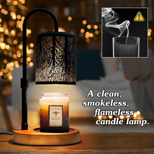 Candles Warmer with Timer and Dimmer, Adjustable Height Candle Melter, Electric Wax Warmer Vintage Home Decor for Jar Candles,2 Bulbs,Black