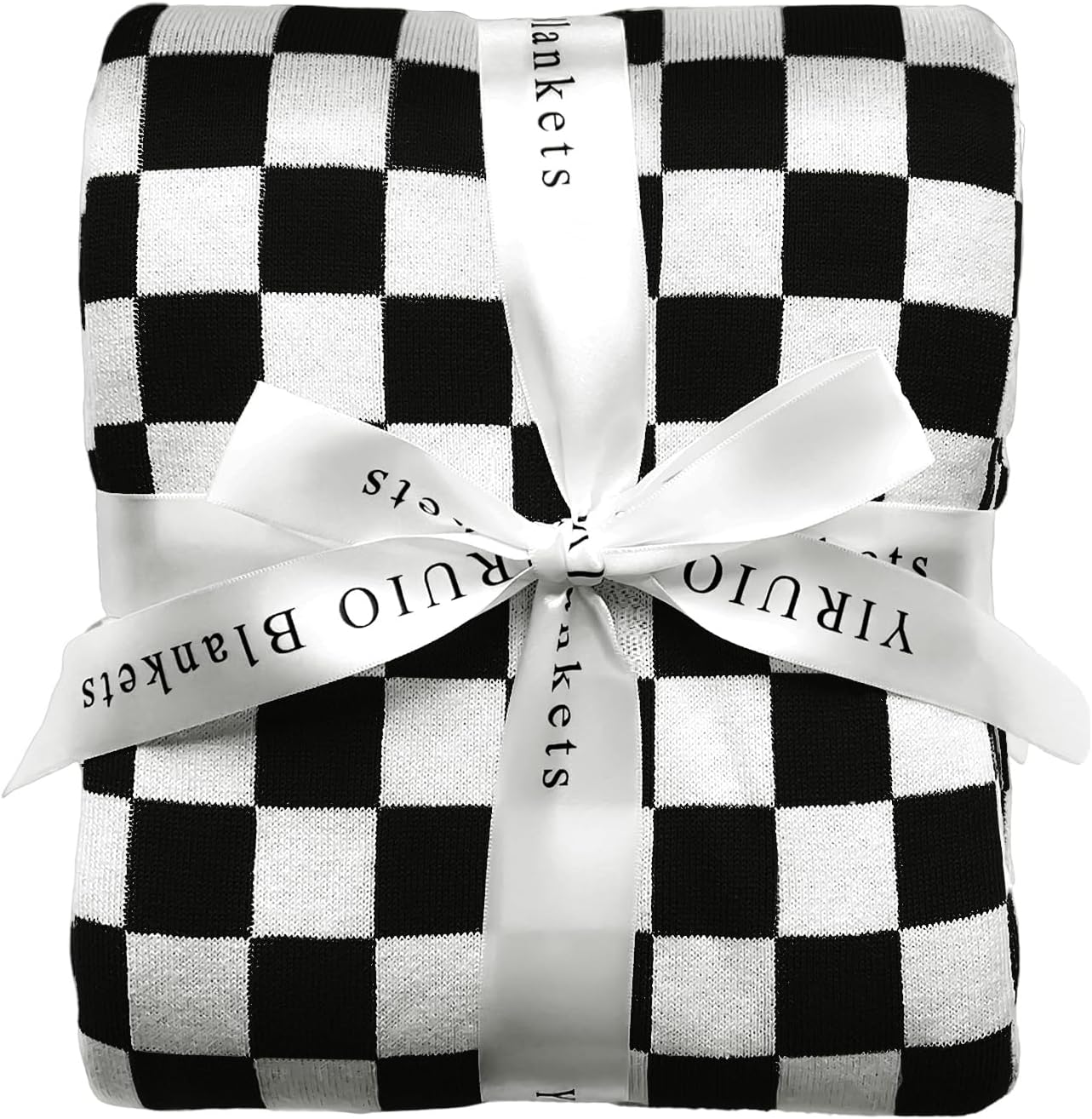 YIRUIO 100% Cotton Checkered Throw Blanket Lightweight Breathable Ultra-Thin Knit Weave for Bed Couch Sofa Soft Cozy Cooling for Spring Summer Black 60x80 inch