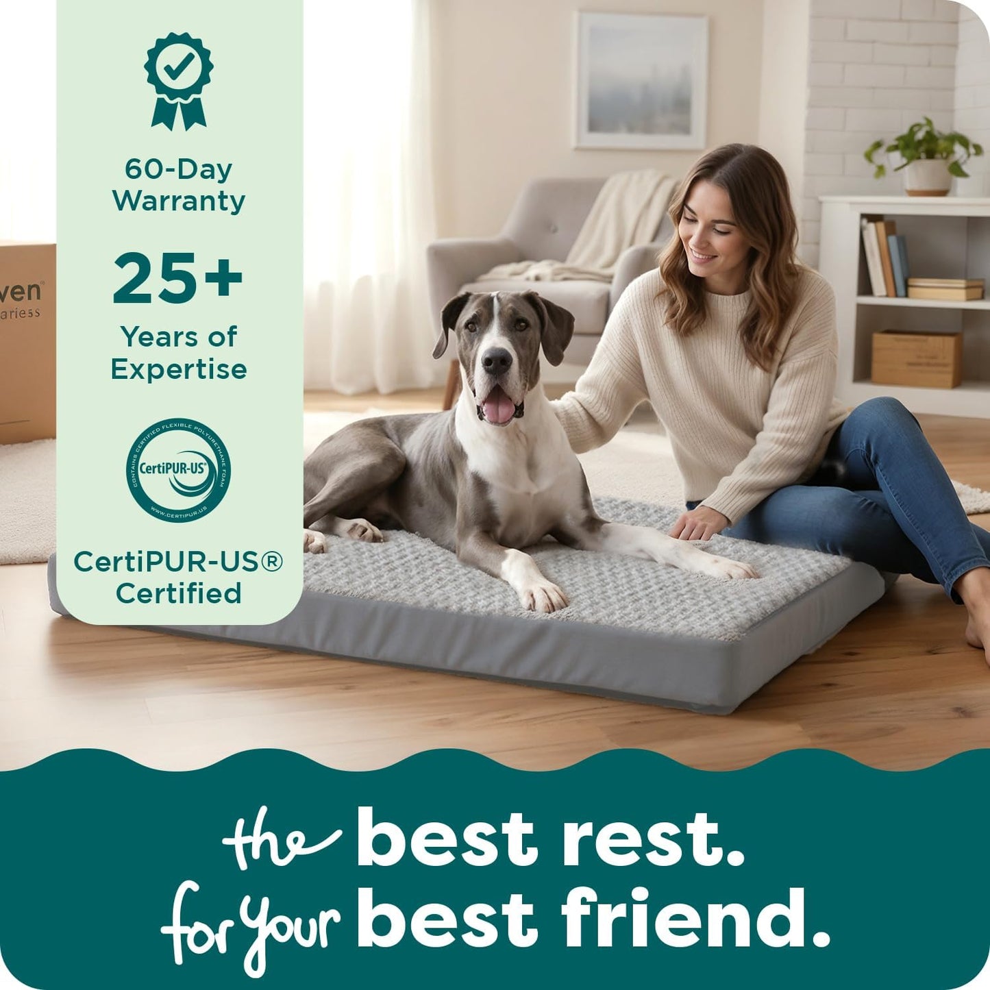 FurHaven Orthopedic Dog Bed for Large Dogs, Mattress Style Bed, Egg Crate with a solid Orthopedic Foam Base for Joint Support, Washable Cover, Jumbo Plus XXL, Plush Faux Fur & Suede, Gray