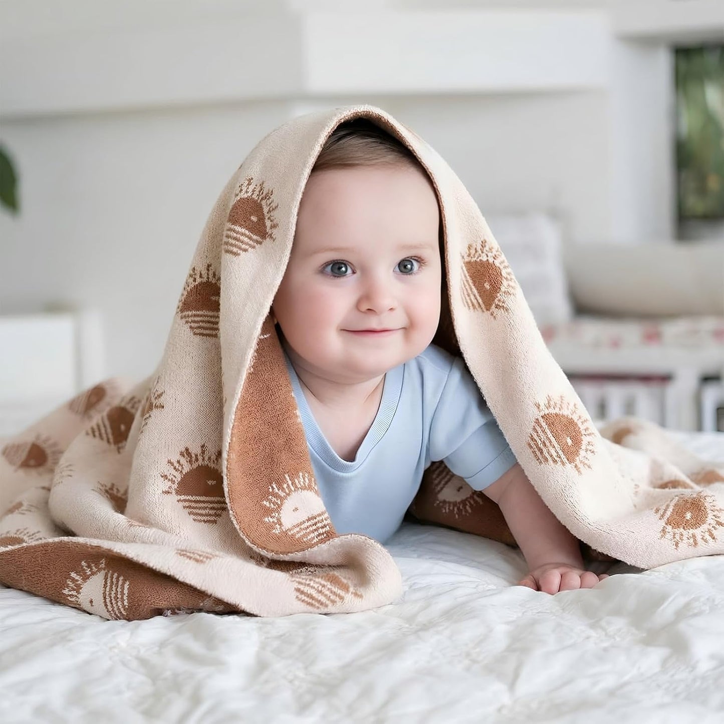 Beige Brown Sun Blanket Fuzzy Throw Blanket Cute Cozy Lightweight Throw for Bed Sofa Couch Chair Soft Home Decorations for Nursery Crib, Girls, 30 x 40 Inch